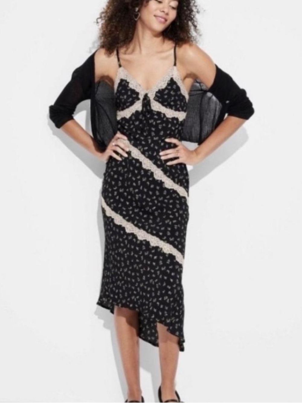 Wild Fable Women's Lace Trim Midi Slip Dress - Size L